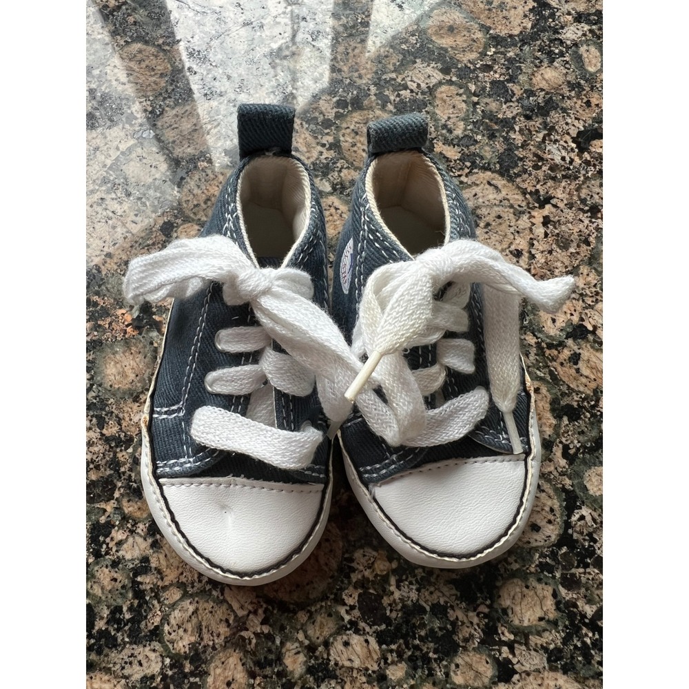 Converse Chuck Taylor All Star Crib Shoes Blue Denim High Top Sneakers